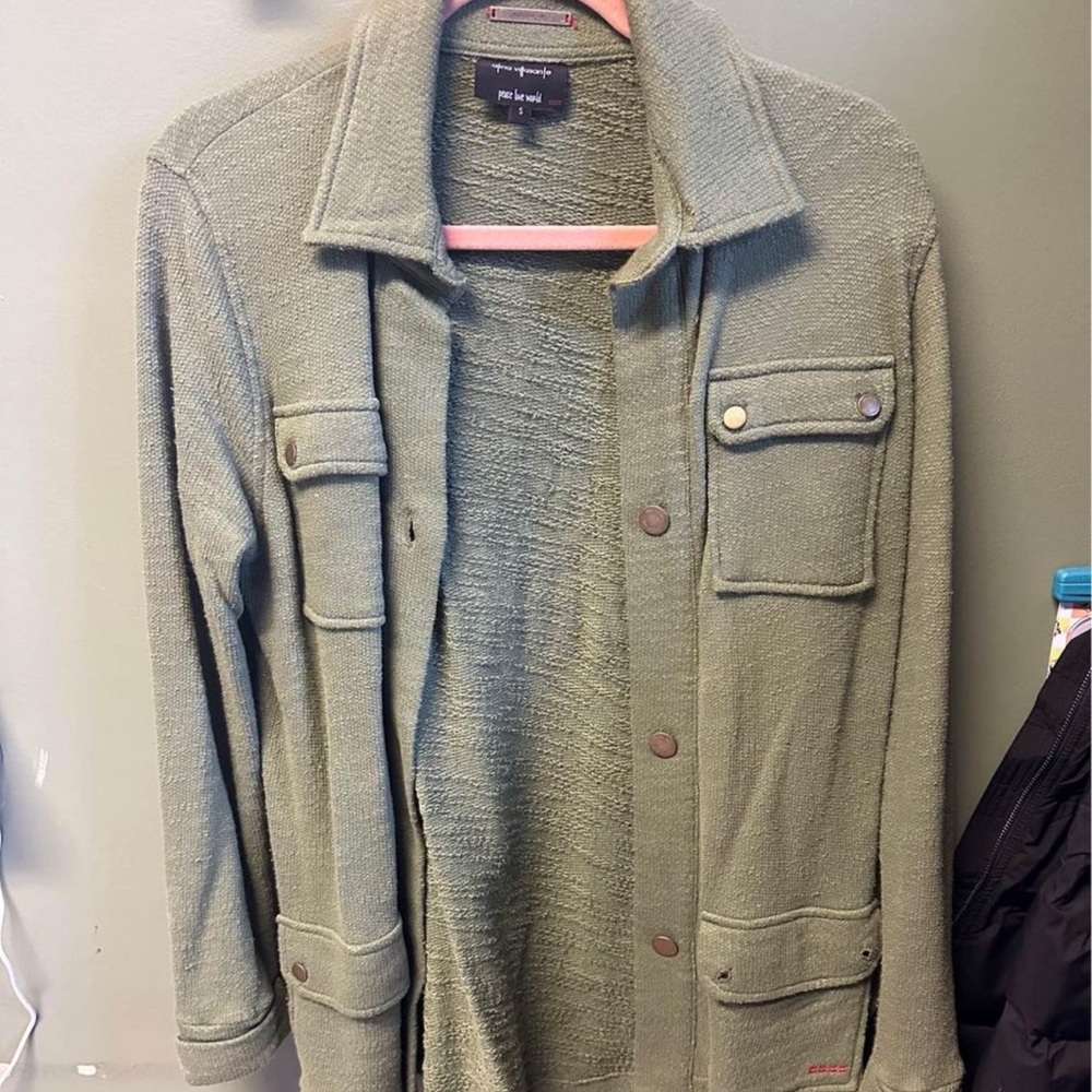 Green peace love world light weight coat. Size small